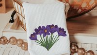 custom purple violet throw pillow for sofa, February birth flower gift for Mom, violet flower themed gift, floral kitchen towels, best gifts