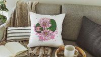 July birth flower throw pillow for bed, larkspur kitchen towels, water lily birth month flower decor, July birthday gifts for her, Leo gifts