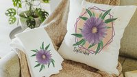 purple aster throw pillows for couch, September birth flower gift for friend, September birthday gifts for sister, aster flower hand towels