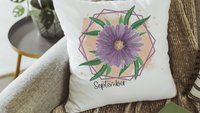 purple aster throw pillows for couch, September birth flower gift for friend, September birthday gifts for sister, aster flower hand towels