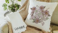 morning glory & aster flower throw pillows for bed, September birth flower gift for Mom, September birthday gifts for bff, kitchen towels