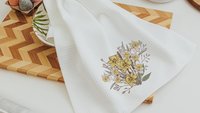 daffodil kitchen decor, floral hand towels for besties, March birth flower gift for friend birthday gifts for her, guest bathroom must haves
