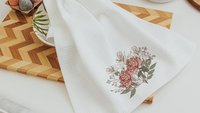muted colors roses kitchen towel, June birthday gifts for her, June birth month flower hand towels for powder room, guest bathroom decor