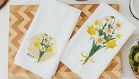 custom birth flower throw pillow for sofa, daffodil kitchen towel, March birthday gifts for women, plant mom gift, cottagecore room decor