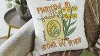 planted in faith Matthew 17:20 Bible verse throw pillows for couch religious hand towels for powder room, Christian Christmas gifts for