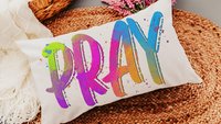 pray pillow for chair, neon decor, trendy decorative throw pillows best sellers, bright Christian lumbar pillow for bed, prayer warrior gift