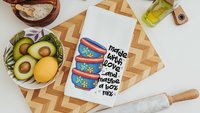cookie dough kitchen towel for Mom, whimsical kitchen decor, made with love funny baking gifts for women, cookie kitchen linens, rolling in