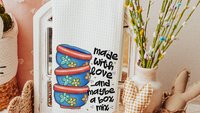 cookie dough kitchen towel for Mom, whimsical kitchen decor, made with love funny baking gifts for women, cookie kitchen linens, rolling in