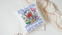 little by little look at what the Lord has done Bible verse decorative pillows for girls, wildflower Christian throw pillow covers 18 x 18