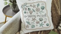 he restores my soul Psalm 23:3 Bible verse throw pillows for bed, Christian gifts for best friends, seashell coquette kitchen towels, beach