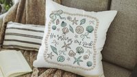 he restores my soul Psalm 23:3 Bible verse throw pillows for bed, Christian gifts for best friends, seashell coquette kitchen towels, beach