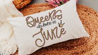 queens are born in June fun throw pillows for bedroom, June birthday gifts for her, birthday queen lumbar pillow cover 12x20, bestie gifts