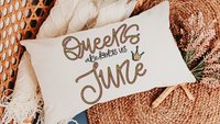 queens are born in June fun throw pillows for bedroom, June birthday gifts for her, birthday queen lumbar pillow cover 12x20, bestie gifts