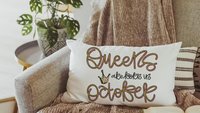 queens are born in October girly throw pillows for bed, cute lumbar pillow for living room, October birthday gifts for her, college gifts