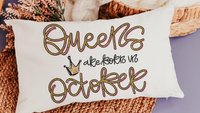 queens are born in October girly throw pillows for bed, cute lumbar pillow for living room, October birthday gifts for her, college gifts