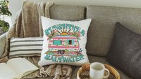sunshine and saltwater summer throw pillow boho camper decor for RV life essentials gift, hippie kitchen towels for sister, beach house gift