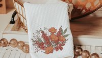 August red poppy & gladiolus flower towel