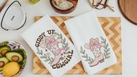 cowgirl coquette throw pillows for bed light pink western nursery decor girl, country girl kitchen towels for friends, cute Christmas gifts