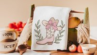 cowgirl coquette throw pillows for bed light pink western nursery decor girl, country girl kitchen towels for friends, cute Christmas gifts