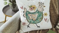 chicken mom floral throw pillow covers 18x18, cute chicken decor kitchen towels for gifts, Spring decor for home, crazy chicken lady gifts