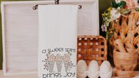 a sweet spirit brings joy ice cream kitchen towel, Christian gifts for best friends, faith based housewarming gifts for her, bathroom hand