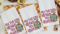 the Lord will guide you Isaiah 58:11 scripture kitchen towels, faith gifts for home, Bible verse Christian gifts for women sisters in Christ