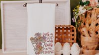 floral cross kitchen towel, faith in God LDS decor, Christian gifts for friends, faith based housewarming gifts for women, guest bathroom
