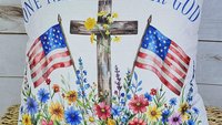one nation under God American flag decorative pillows for couch, 4th of July wildflower throw pillow home decor, patriotic gifts for women