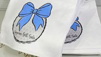 personalized golf towel with grommet, blue coquette bow golf bag towel for women, cute golf gifts for her, lady golfer gifts, ball towel