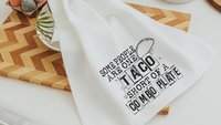 people are stupid taco kitchen towels, taco gifts, bestie birthday gifts for her, funny kitchen dish towels, snarky kitchen decor, fiesta
