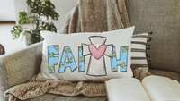 faith pillow cover 12x20, lumbar pillow for bed, Christian Christmas gifts for women, cross throw pillow cover 12 x 20, godmother gift from
