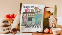 not a chef stir the pot funny kitchen towels for women, your opinion is not in the recipe sassy hand towel, sarcastic gifts for sister, best