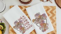 floral cross kitchen towel, faith in God LDS decor, Christian gifts for friends, faith based housewarming gifts for women, guest bathroom