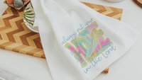 hope in the Lord kitchen towels, religious kitchen decor, faith gifts for her, Bible verse Christian gifts for women inspirational hand