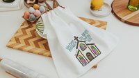 John 4 19 Christian kitchen towels wedding gifts for couple, faith gift for her, we love because he first loved us Bible verse hand towels