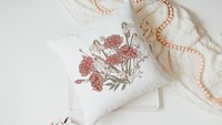 carnation flower throw pillow for couch, January birthday kitchen towels for Mom, snowdrop flower January birth flower gifts for friends