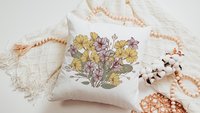 purple violet throw pillow for couch floral decorative pillows for sofa, February birthday kitchen towels, February birth flower gifts for