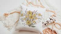 daffodil flower throw pillows for couch floral decorative pillows for bed, March birth flower gifts for mom, March kitchen towels for gifts