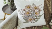 sweet pea throw pillows for couch boho daisy gifts for women, April birth flower gifts for friends, April kitchen towels for gifts, best
