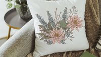 water lily & larkspur flower throw pillow for bed, July kitchen towels, July birth month flower gift for Mom, July birthday gifts for her