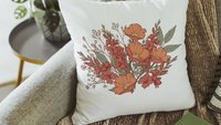 red poppy & gladiolus flower throw pillow for bed, August birthday kitchen towels, August birth month flower gifts for her, best friend