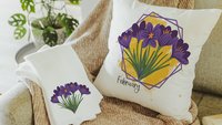 custom purple violet throw pillow for sofa, February birth flower gift for Mom, violet flower themed gift, floral kitchen towels, best gifts