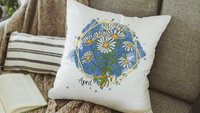 custom April birth flower throw pillow for sofa, daisy kitchen towel, April birthday gifts for her, botanical throw pillow covers 18x18