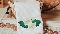 custom May birth flower throw pillow for sofa, Lily of the Valley kitchen towel, May birthday gifts for her, botanical throw pillow covers