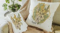gladiolus flower throw pillow for bed, August birth month flower gifts for her, August birthday gifts for friend, yellow gladiolus kitchen
