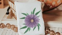 purple aster throw pillows for couch, September birth flower gift for friend, September birthday gifts for sister, aster flower hand towels
