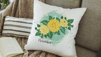 chrysanthemum flower throw pillows for bed, November birth flower gift for her, floral kitchen towels, November birthday gifts for sister