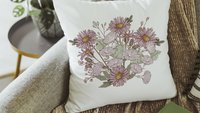 morning glory & aster flower throw pillows for bed, September birth flower gift for Mom, September birthday gifts for bff, kitchen towels