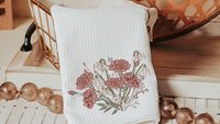 carnation flower hand towels for bathroom, January birth flower gift for friend birthday gifts for her, snowdrop flower kitchen towels, 1st