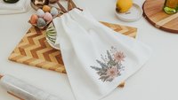 larkspur flower kitchen towels, July birth month flower gift for Mom, July birthday gifts for her, water lily bathroom hand towels for guest